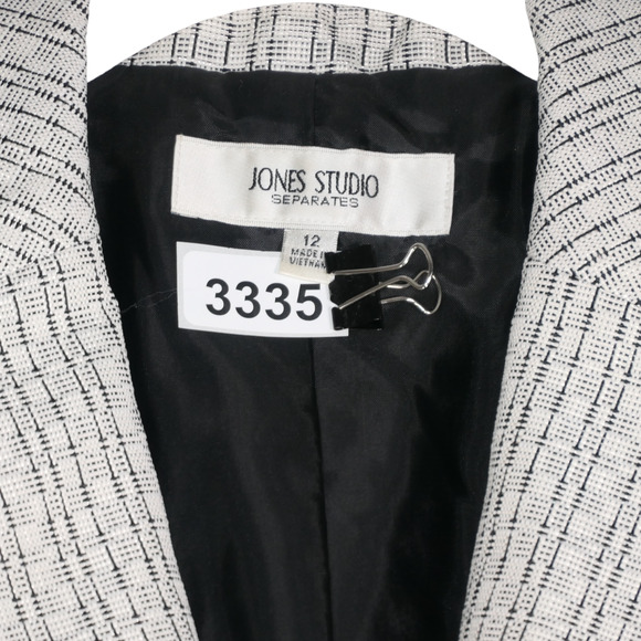 Jones NY Studio Jacket Blazer Womens Size 12 Pockets Metallic Contrast Lapel - Picture 10 of 10